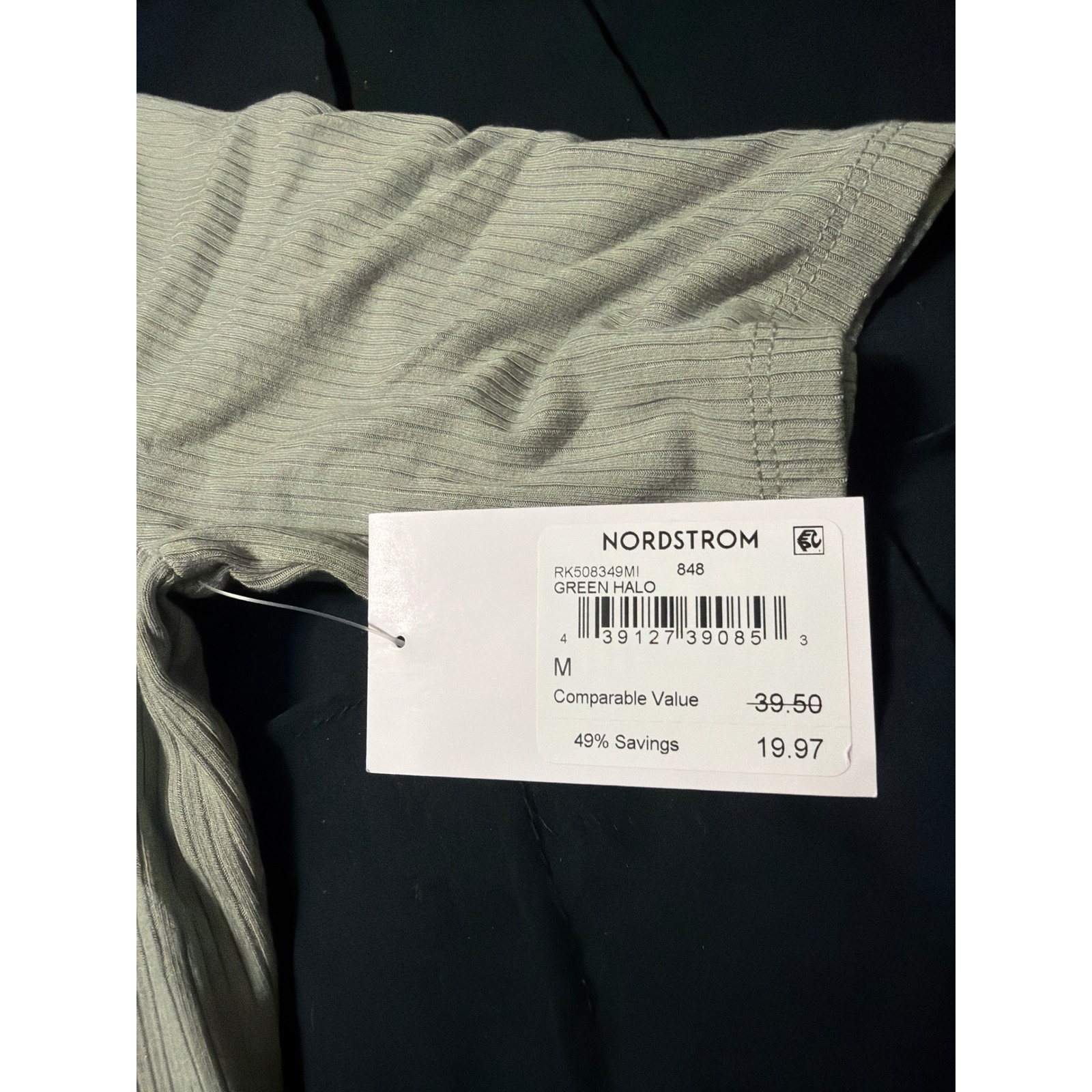 Nordstrom Rack Sage Green Ribbed Knit Boat Neck Short Sleeve Top Nwt Womens Xl — image 3 of 6